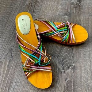 Urban Outfitter Metallic Strappy Clog Sandals